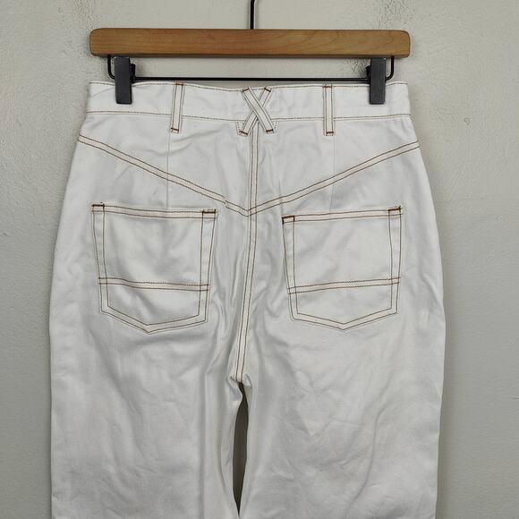 NTK The Rodeo Jeans Womens 28‎ White Seamed Wide Leg Western California Preppy - Picture 5 of 9